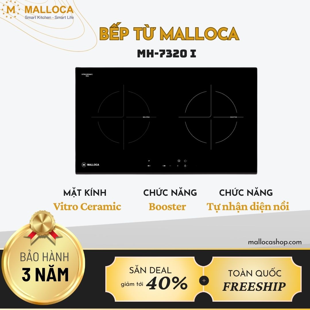 Bếp từ Malloca 2 vùng nấu MH-7320 I lắp âm