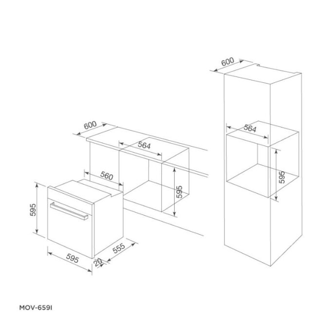 kích thước của Lò nướng Malloca MOV-659I