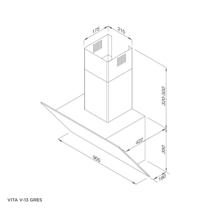 kích thước của Máy hút mùi Malloca VITA V-13 GRES