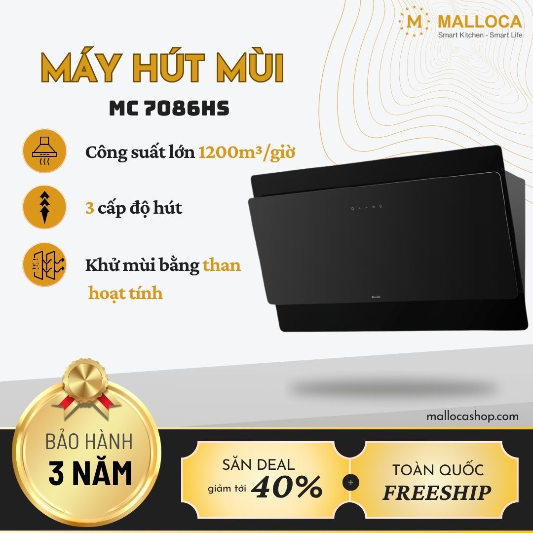 Máy hút mùi áp tường Malloca MC 7086HS