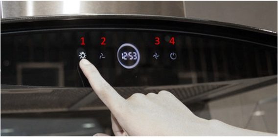 Bảng điều khiển máy hút mùi áp tường Malloca MC 7018HS