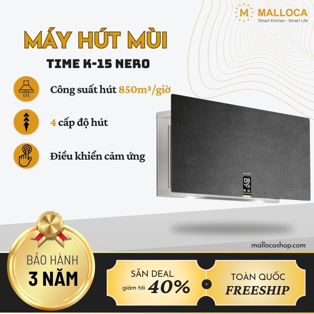Máy hút mùi áp tường Malloca TIME K-15 NERO