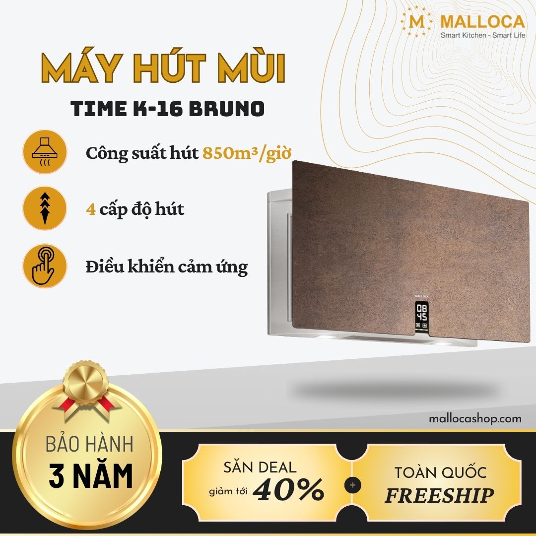 Máy hút mùi áp tường Malloca TIME K-16 BRUNO