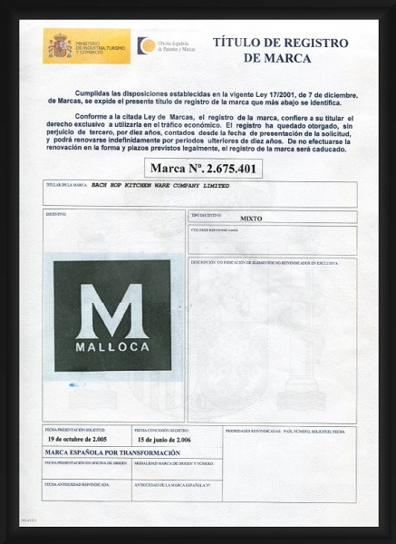 Giấy chứng nhận Malloca