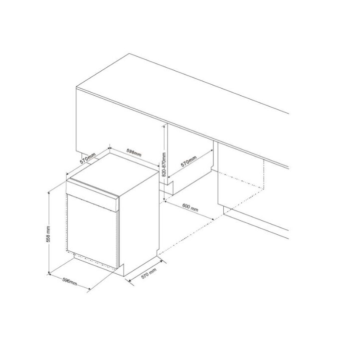 Máy rửa bát Malloca MDW14-S08SI lắp âm 6 kích thước của Máy rửa bát Malloca MDW14-S08SI