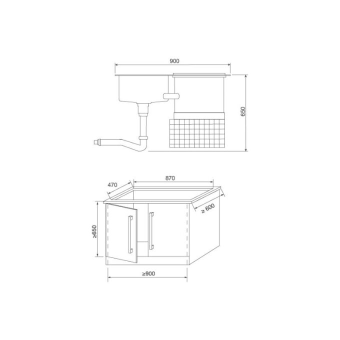 kích thước của Máy rửa bát tích hợp Malloca WQP6-890F4