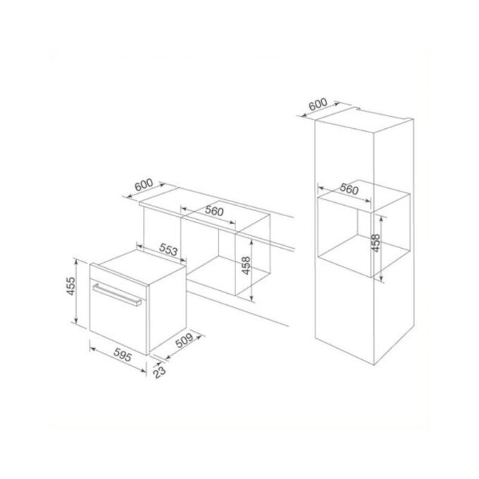 Kích thước lò hấp âm tủ Malloca MST-48CP