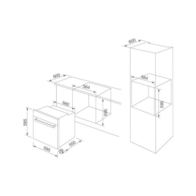 kích thước của Lò nướng âm tủ Malloca MOV-656 ECO