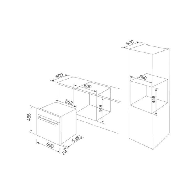 Kích thước lò vi sóng âm tủ Malloca MW-40CP