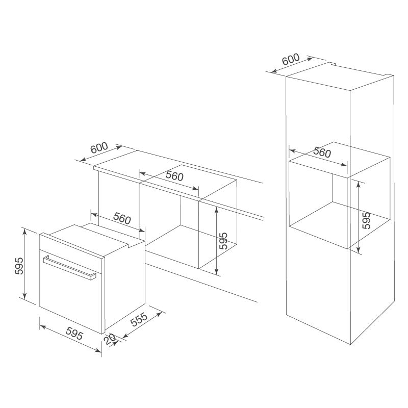 Kích thước lò nướng đa năng Malloca MSO-B75TFT Kích thước lò nướng đa năng Malloca MSO-B75TFT