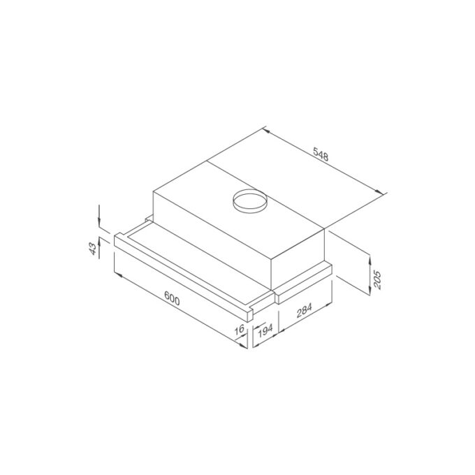 Kích thước Máy hút khói khử mùi âm tủ MH 60SMC